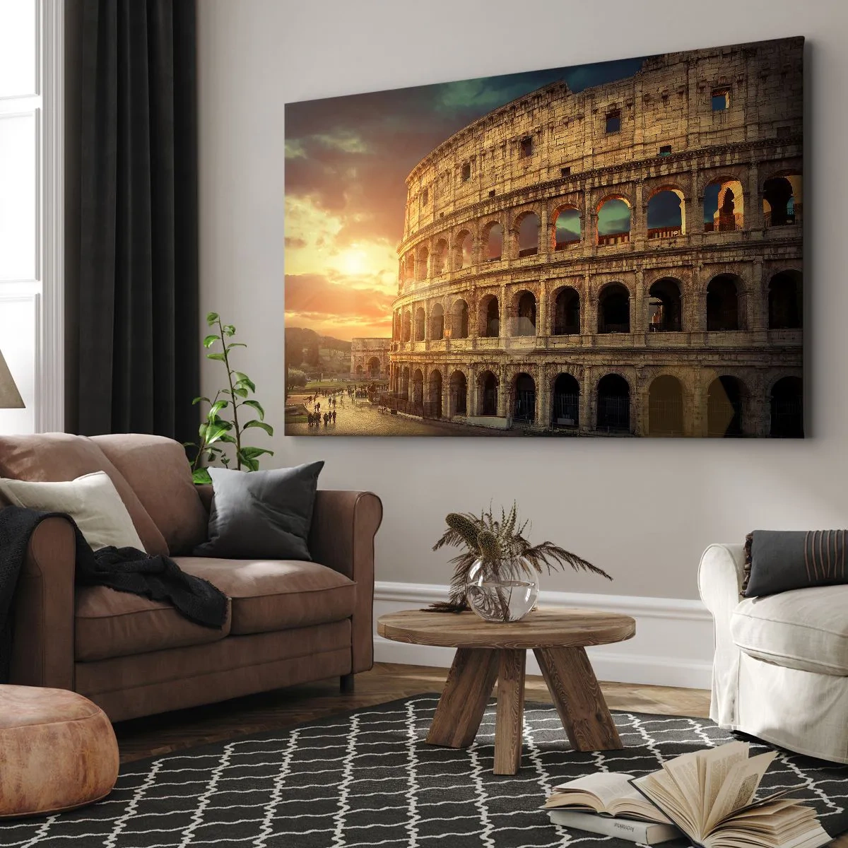 Lærredstryk - Billede på lærred - Colosseum i Rom ved solnedgang - 70x50cm - Kolossalt indtryk - Moderne vægdekoration til stue og soveværelse ARTTOR