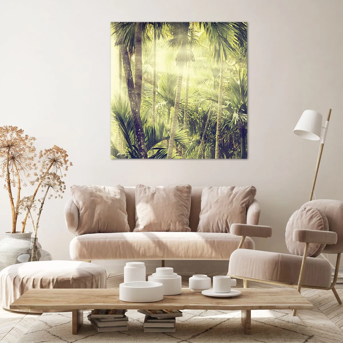 Lærredstryk - Billede på lærred - I grønne gløder - 50x50 cm