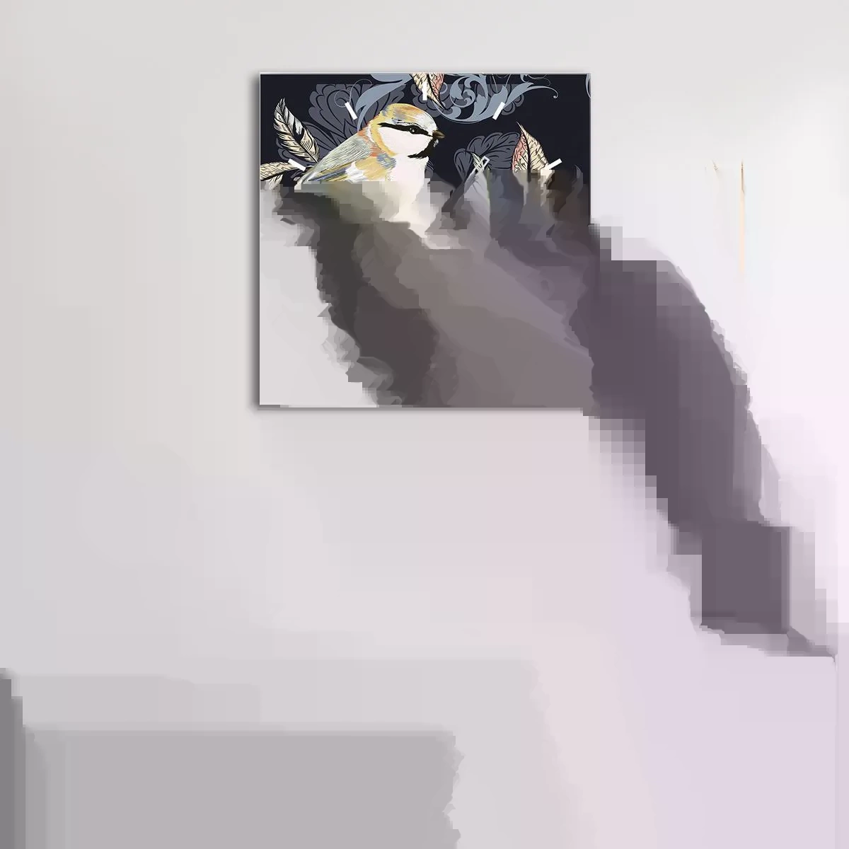 Vægur, Uret - Gul-blå espalier - 30x30 cm