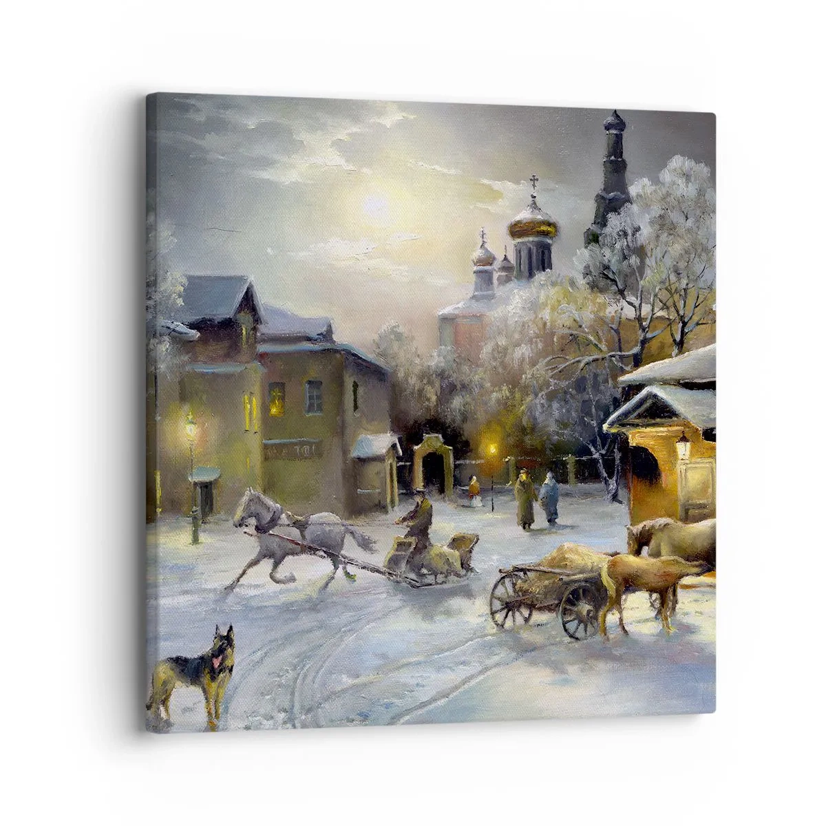 Lærredstryk - Billede på lærred - Den russiske vinters magi - 30x30 cm