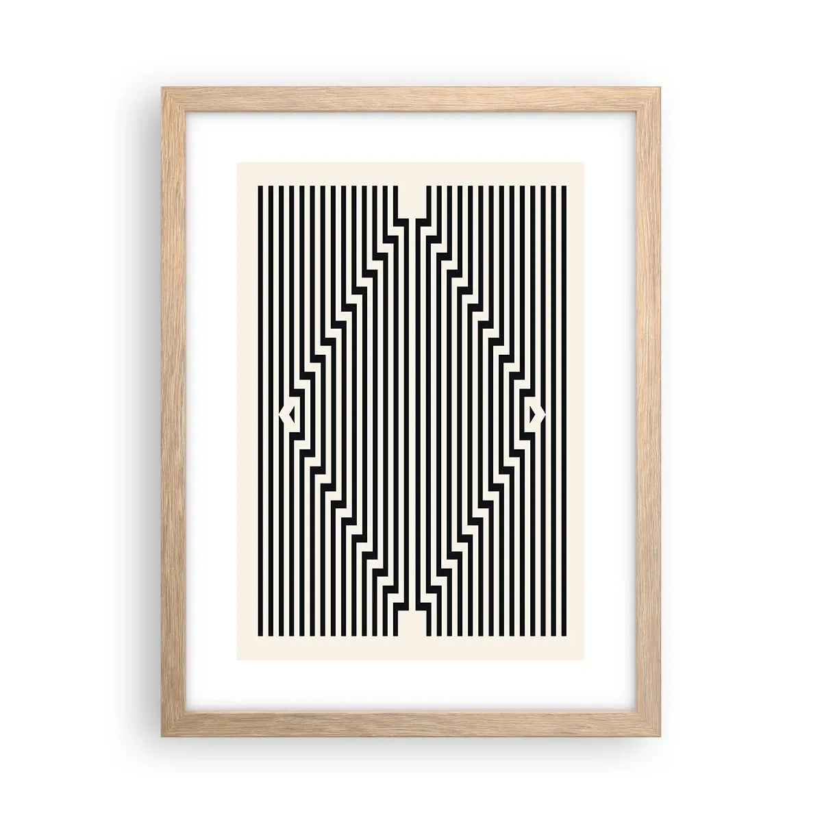 Plakat i ramme af lyst egetræ - Geometrisk illusion - 30x40 cm
