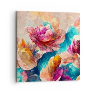 Lærredstryk - Billede på lærred - Den farverige pragt i en buket - 70x70 cm