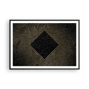 Plakat i sort ramme - Geometri i glamour-stil - 100x70 cm