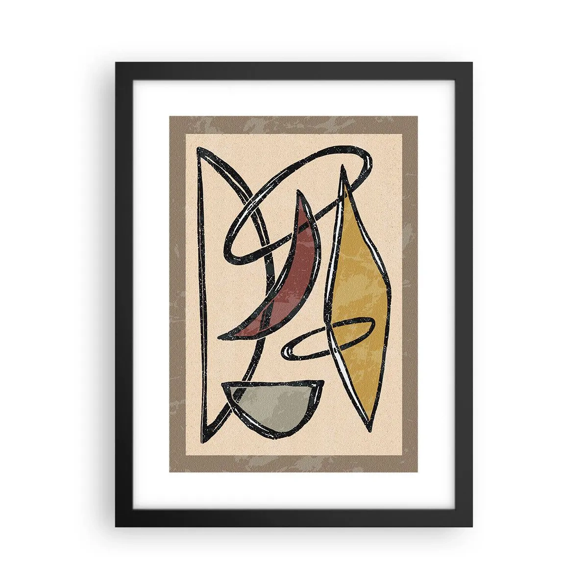 Plakat i sort ramme - Komposition - buer og ovaler - 30x40 cm