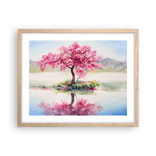 Plakat i ramme af lyst egetræ - Forårsfestival - 50x40 cm