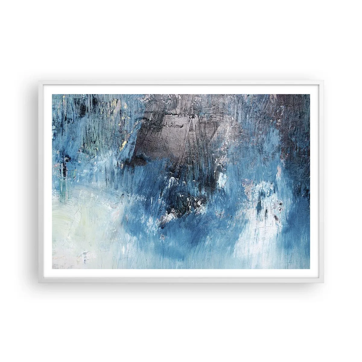 Plakat i hvid ramme - Blå rapsodi - 100x70 cm