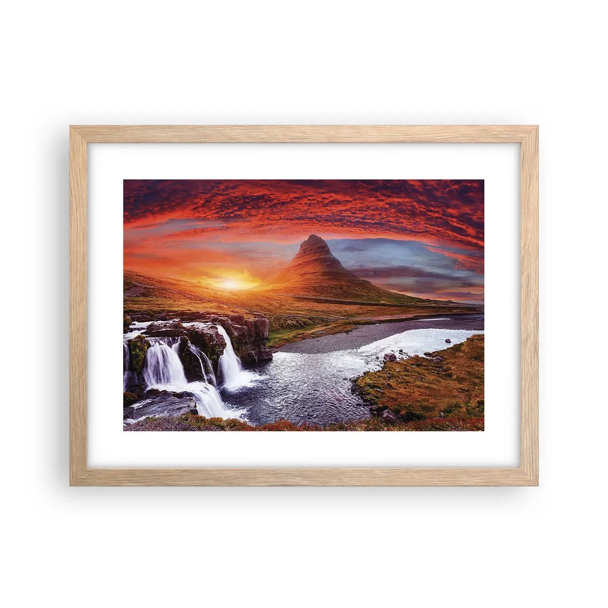 Plakat i ramme af lyst egetræ - En udsigt over Midgård - 40x30 cm