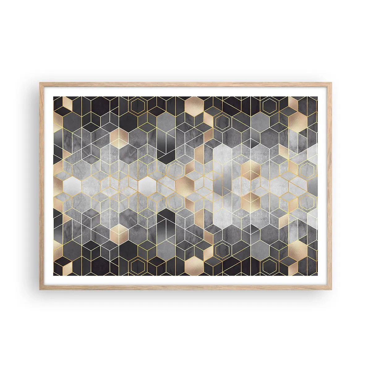 Plakat i ramme af lyst egetræ - Sammensætning af diamanter - 100x70 cm