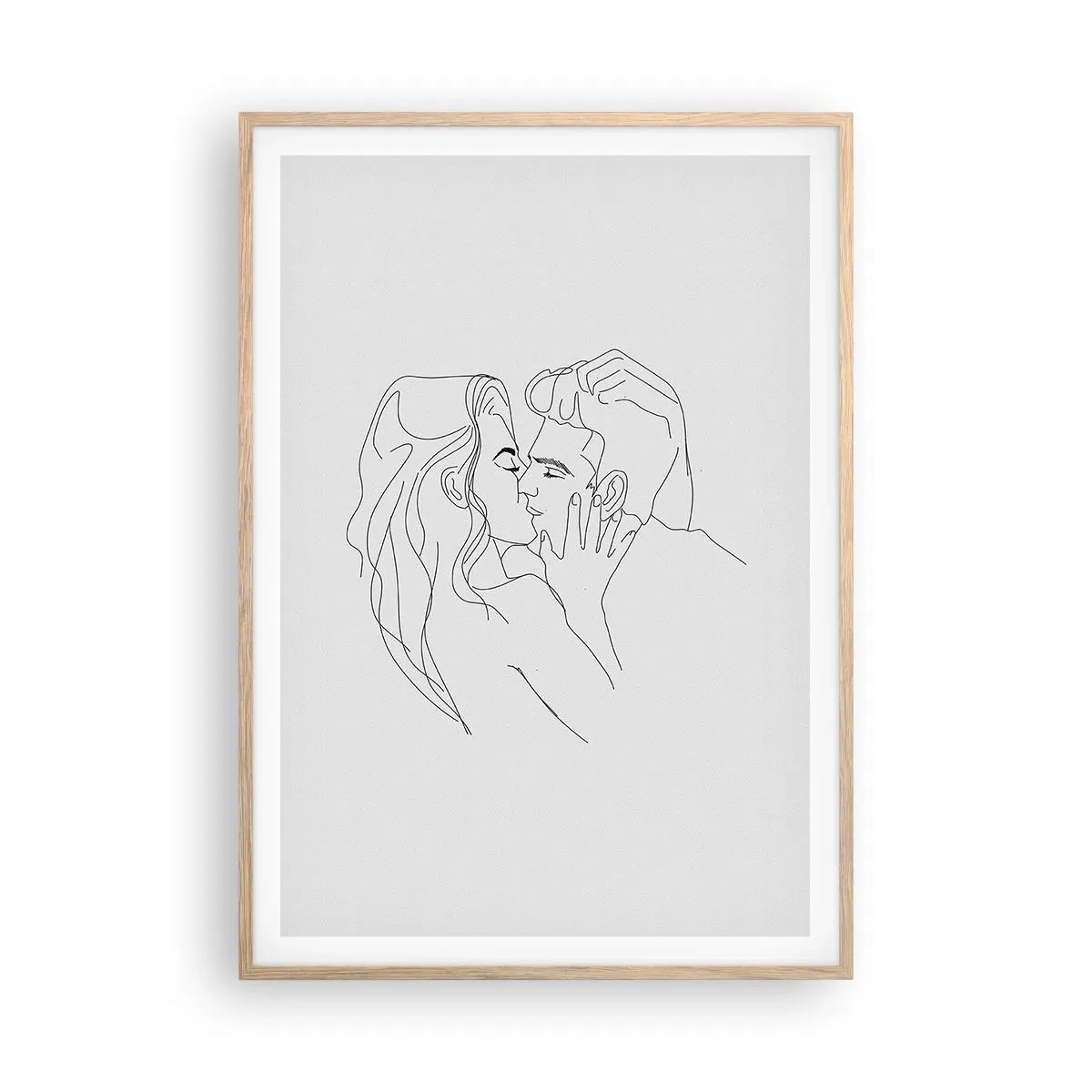 Plakat i ramme af lyst egetræ - I samme linje - 70x100 cm