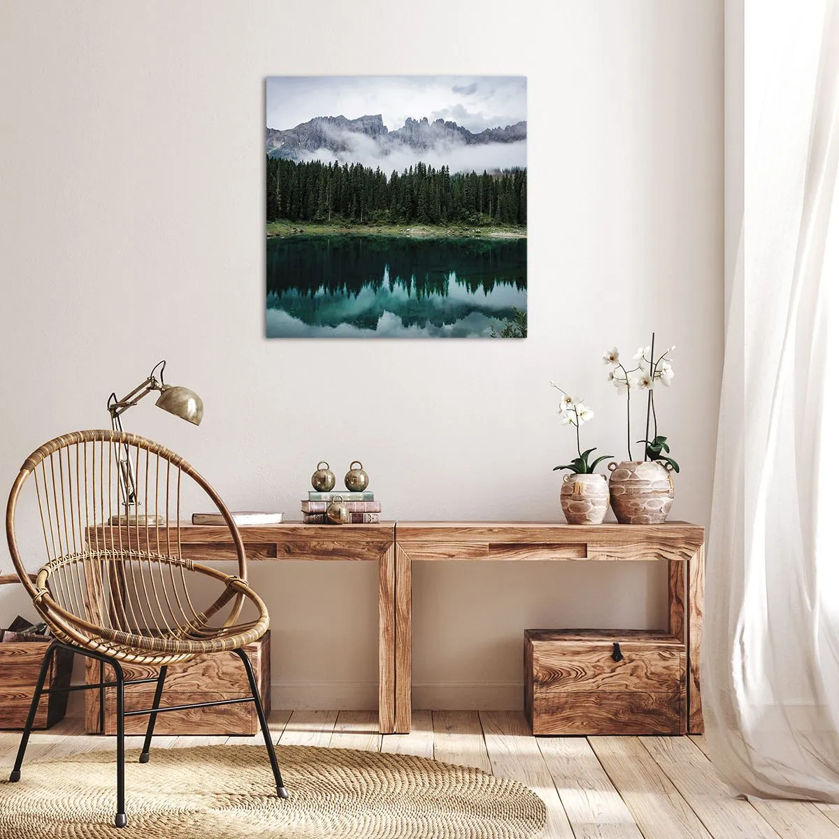 Lærredstryk - Billede på lærred - Hys, tys, lad os ikke vække sovevandet... - 40x40 cm