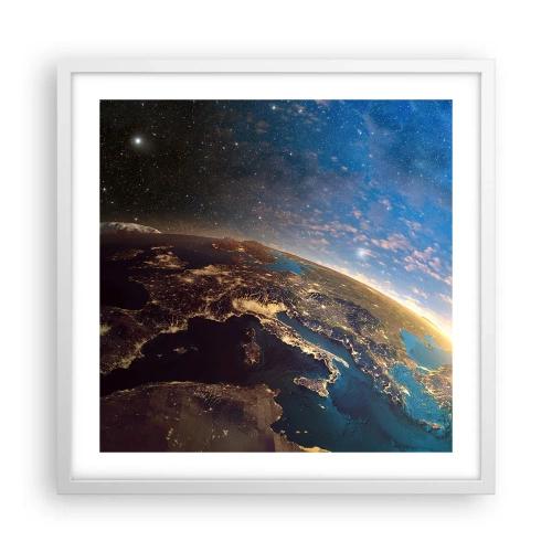 Plakat i hvid ramme - Lad os se på hinanden på afstand - 50x50 cm