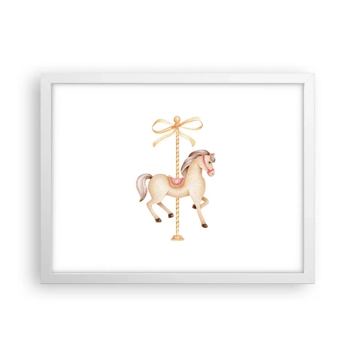 Plakat i hvid ramme - Med et yndefuldt trav - 40x30 cm