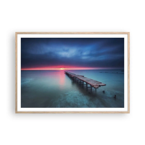 Plakat i ramme af lyst egetræ - Mellem himmel og jord - 100x70 cm