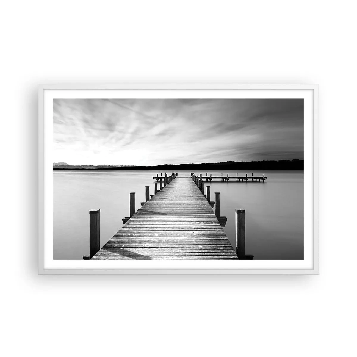 Plakat i hvid ramme - På vandhullet - fred - 91x61 cm