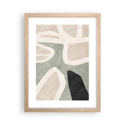 Plakat i ramme af lyst egetræ - Komposition med et sort tema - 30x40 cm