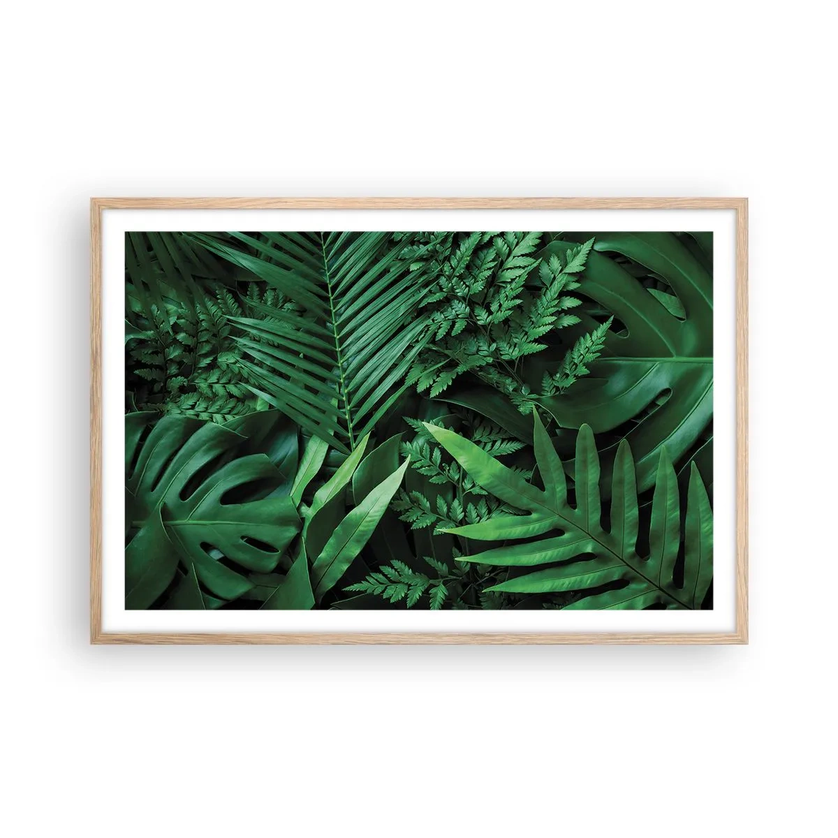 Plakat i ramme af lyst egetræ - Kranset i grønt - 91x61 cm