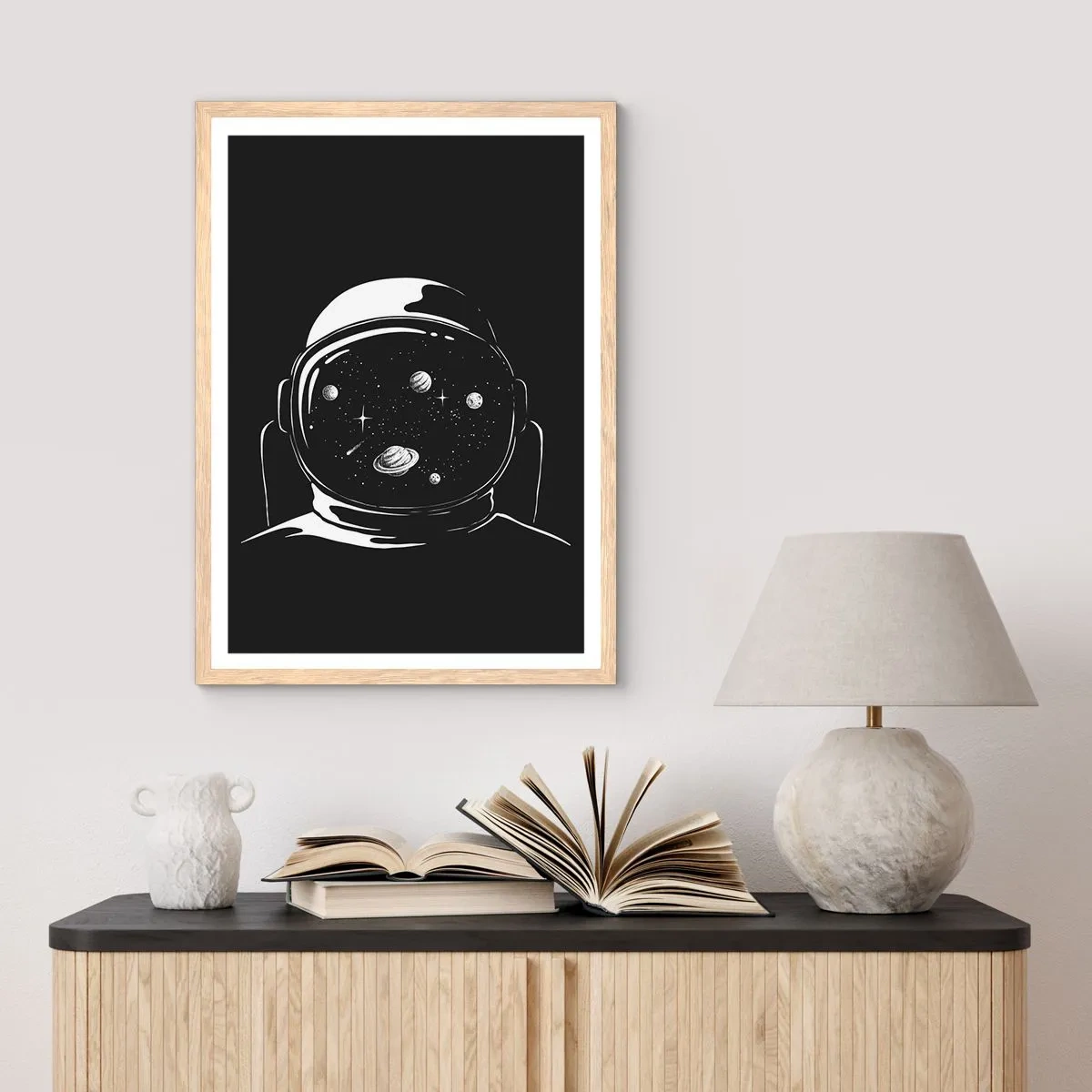 Plakat i ramme af lyst egetræ - Flot udsigt - 30x40 cm