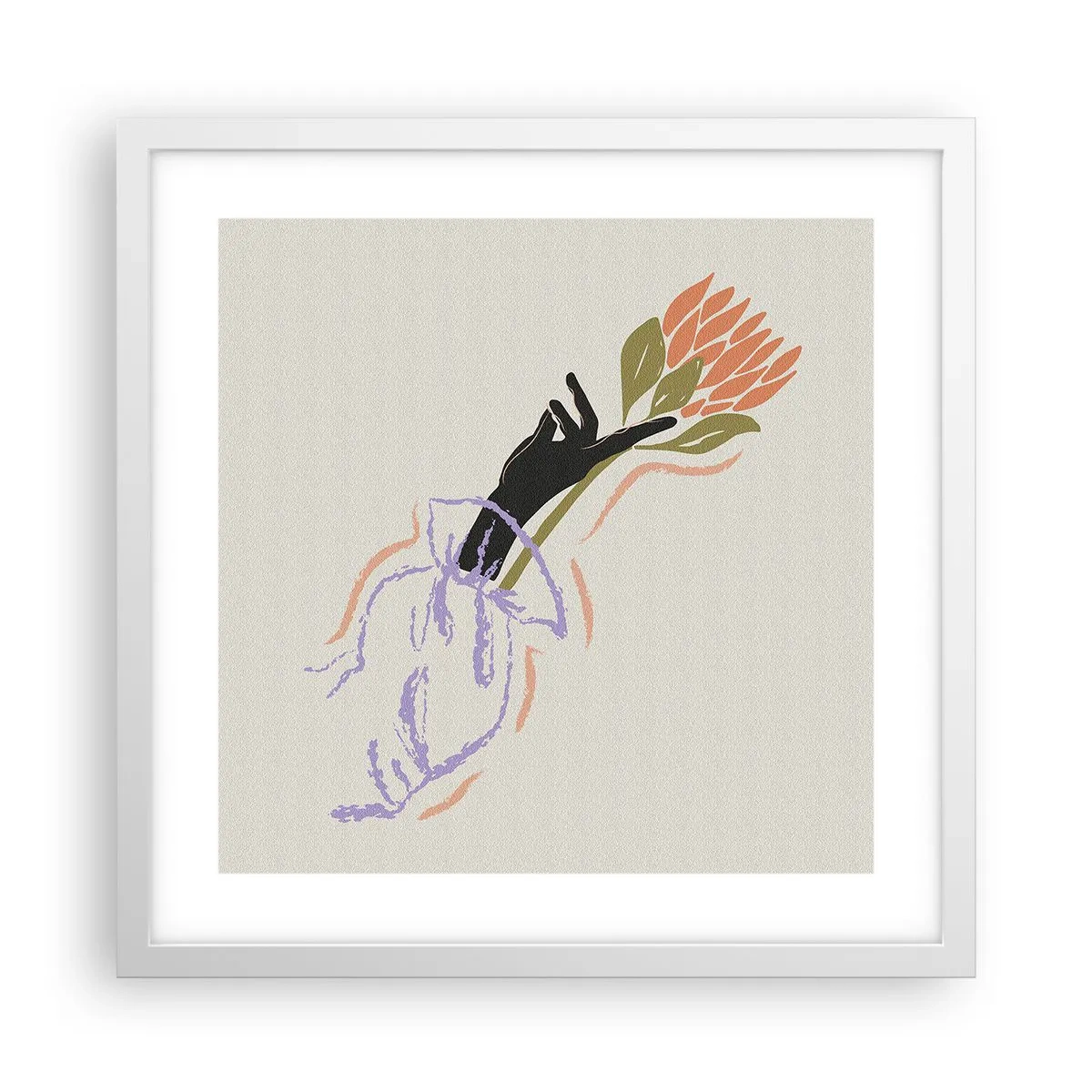 Plakat i hvid ramme - En søsterlig berøring - 40x40 cm