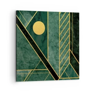 Lærredstryk - Billede på lærred - Dynamikken i guld og azurblå - 60x60 cm