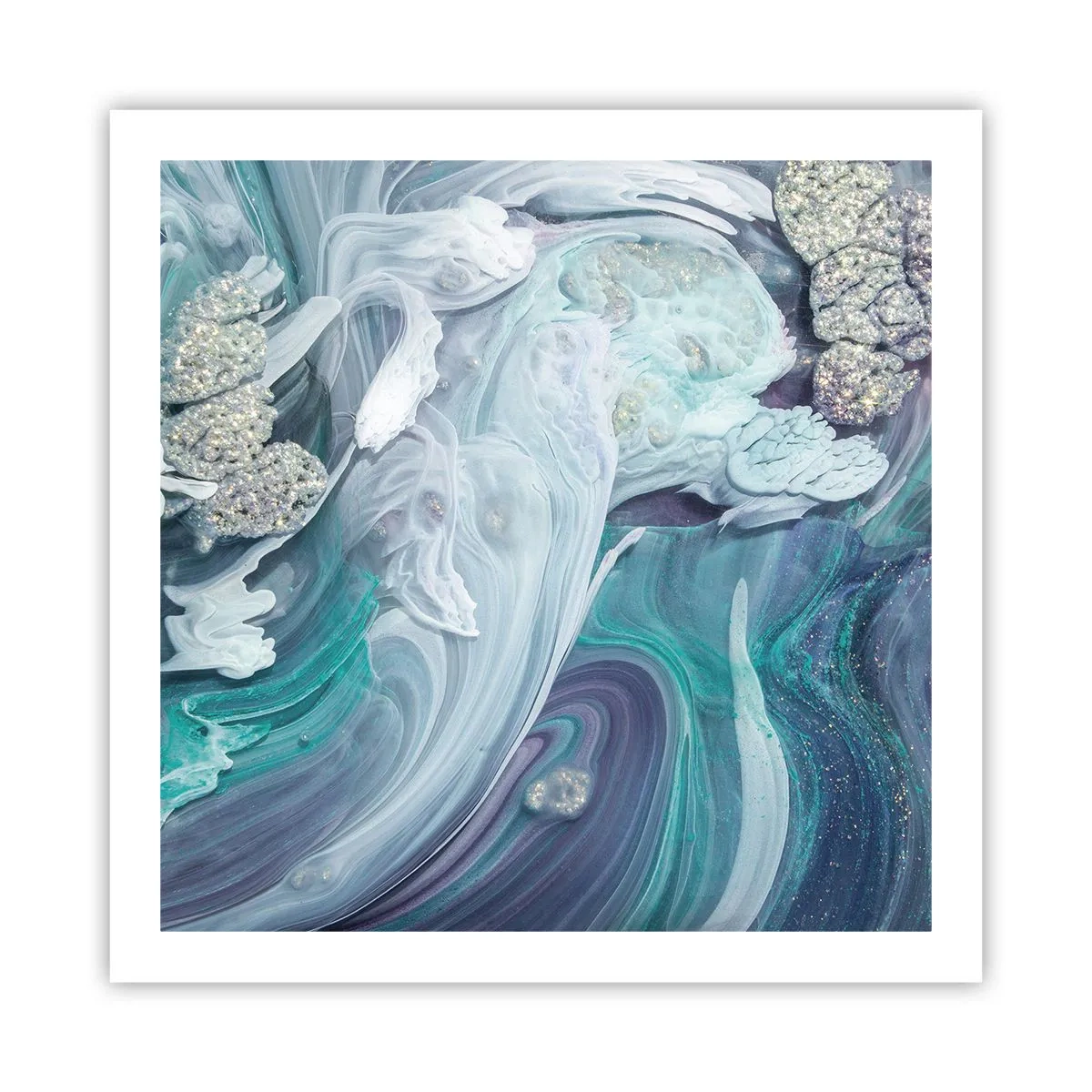 Plakat - Strømme af blå - 60x60 cm