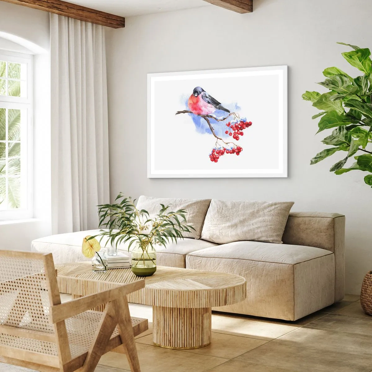 Plakat i hvid ramme - Vinter i farver - 100x70 cm