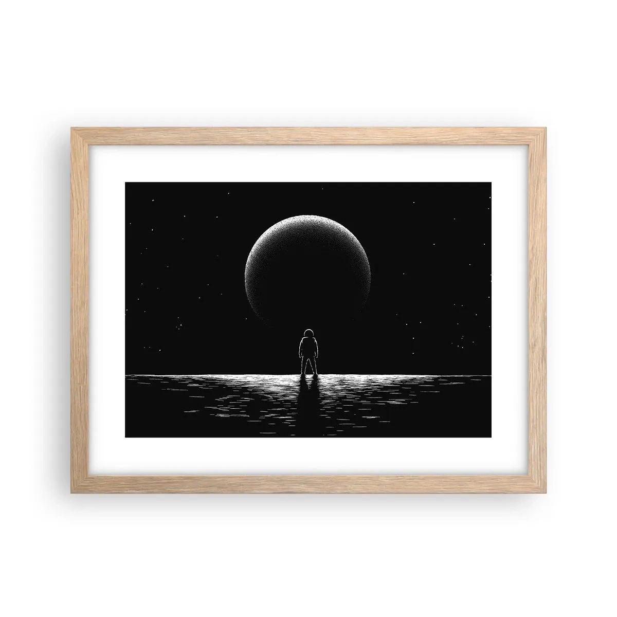 Plakat i ramme af lyst egetræ - Ansigt til ansigt - 40x30 cm