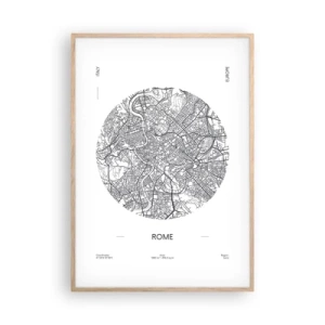 Plakat i ramme af lyst egetræ - Anatomi af Rom - 70x100 cm