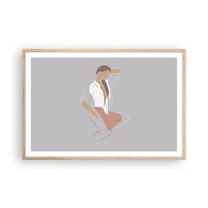 Plakat i ramme af lyst egetræ - Omrids af nåde - 91x61 cm