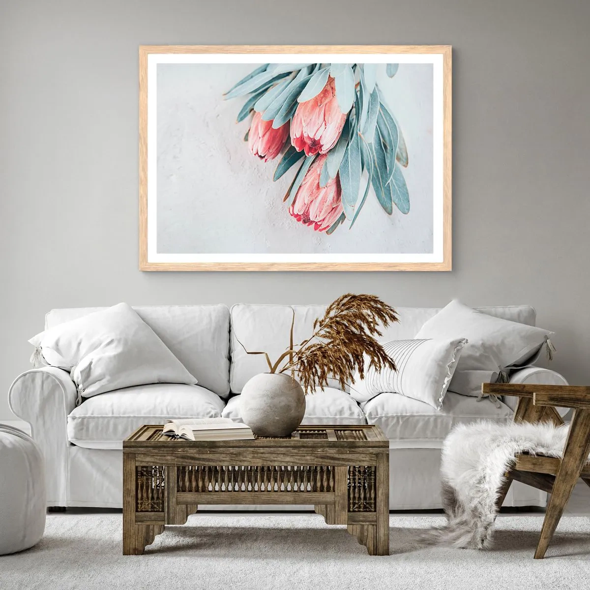 Plakat i ramme af lyst egetræ - Skammer sig over deres egen skønhed - 50x40 cm