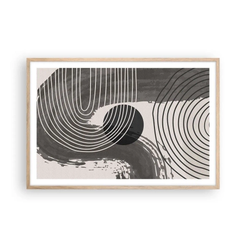 Plakat i ramme af lyst egetræ - Oval vinder - 91x61 cm