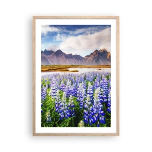 Plakat i ramme af lyst egetræ - Styrke og strenghed ved siden af blidhed - 50x70 cm