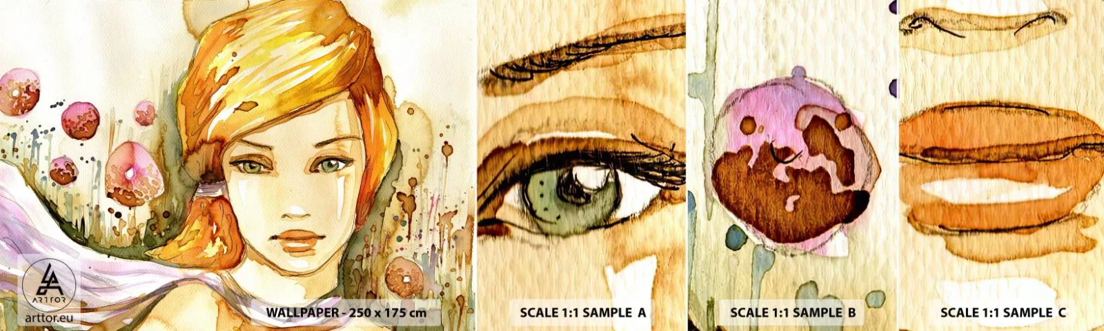 Prøve Fototapet Selvklæbende Deluxe Sticker - Smaragdblikket, der dulmer vreden - Kvinde, Eng, Mode - 100x30 cm