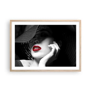 Plakat i ramme af lyst egetræ - Studie i skarlagenrødt - 70x50 cm