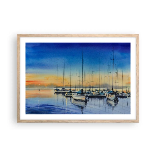Plakat i ramme af lyst egetræ - Slutningen på en god dag - 70x50 cm