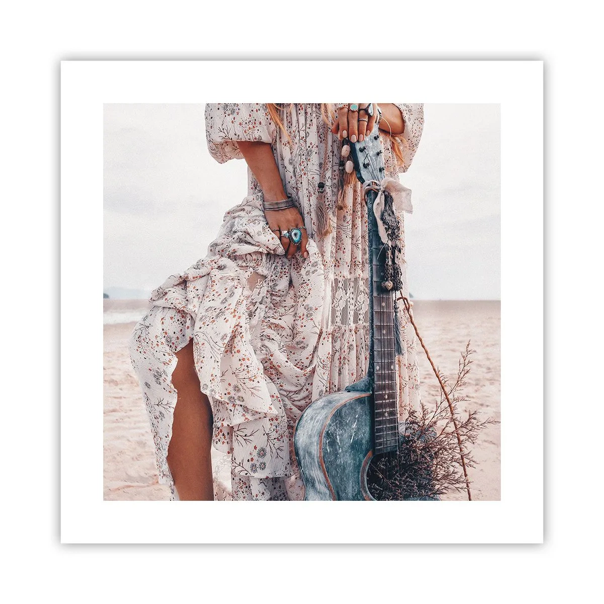 Plakat - Børn blomster på vej - 40x40 cm