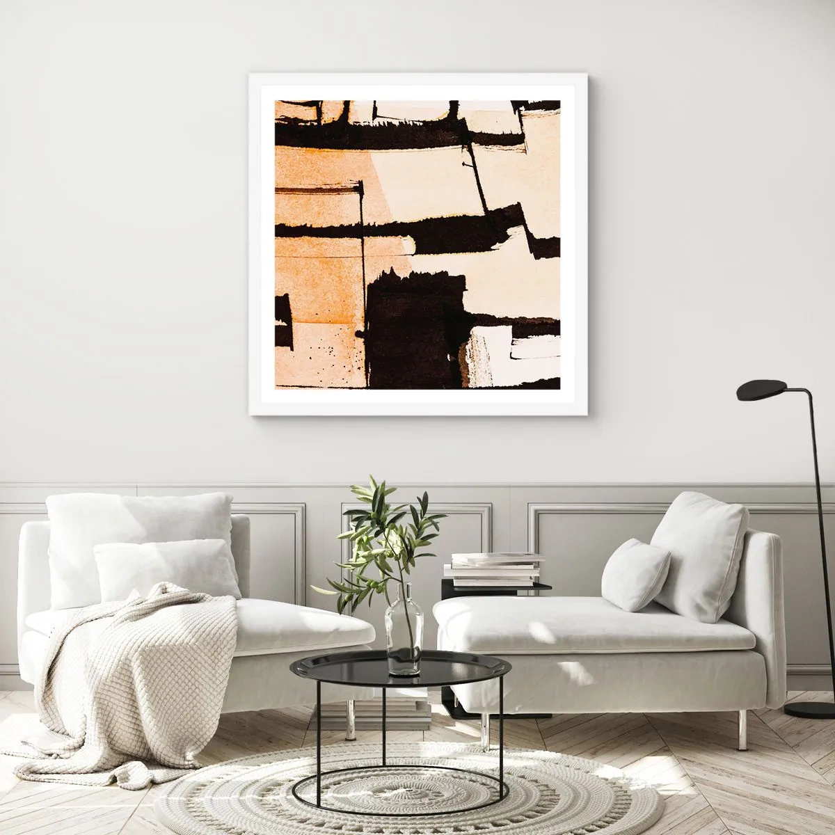 Plakat i hvid ramme - Og alligevel orden - 40x40 cm