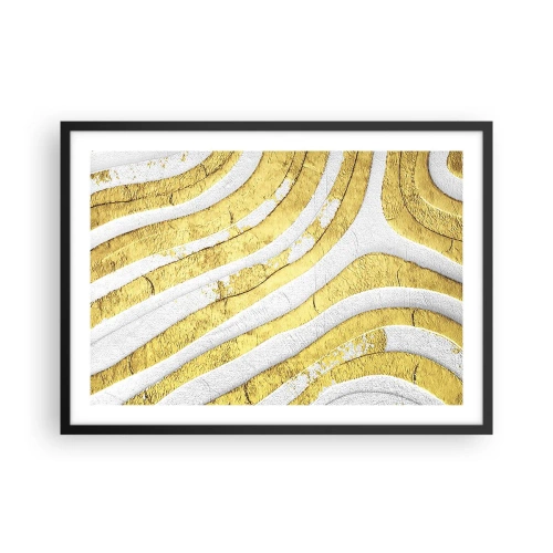 Plakat i sort ramme - Sammensætning i hvidt og guld - 70x50 cm