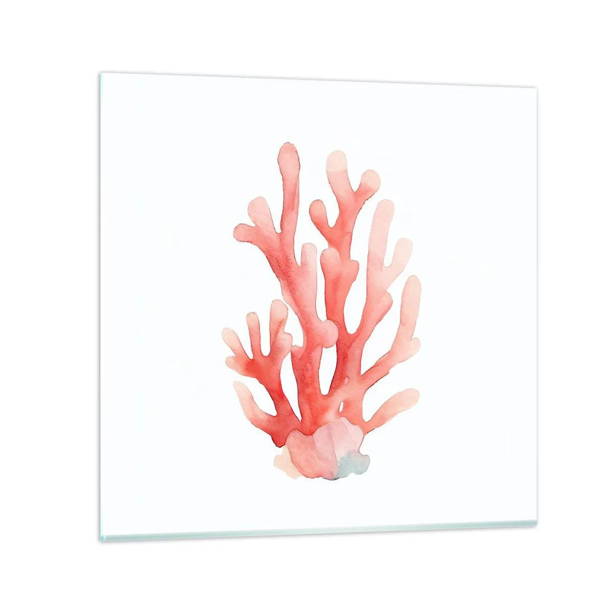 Billede på glas - Farven koral - 30x30 cm
