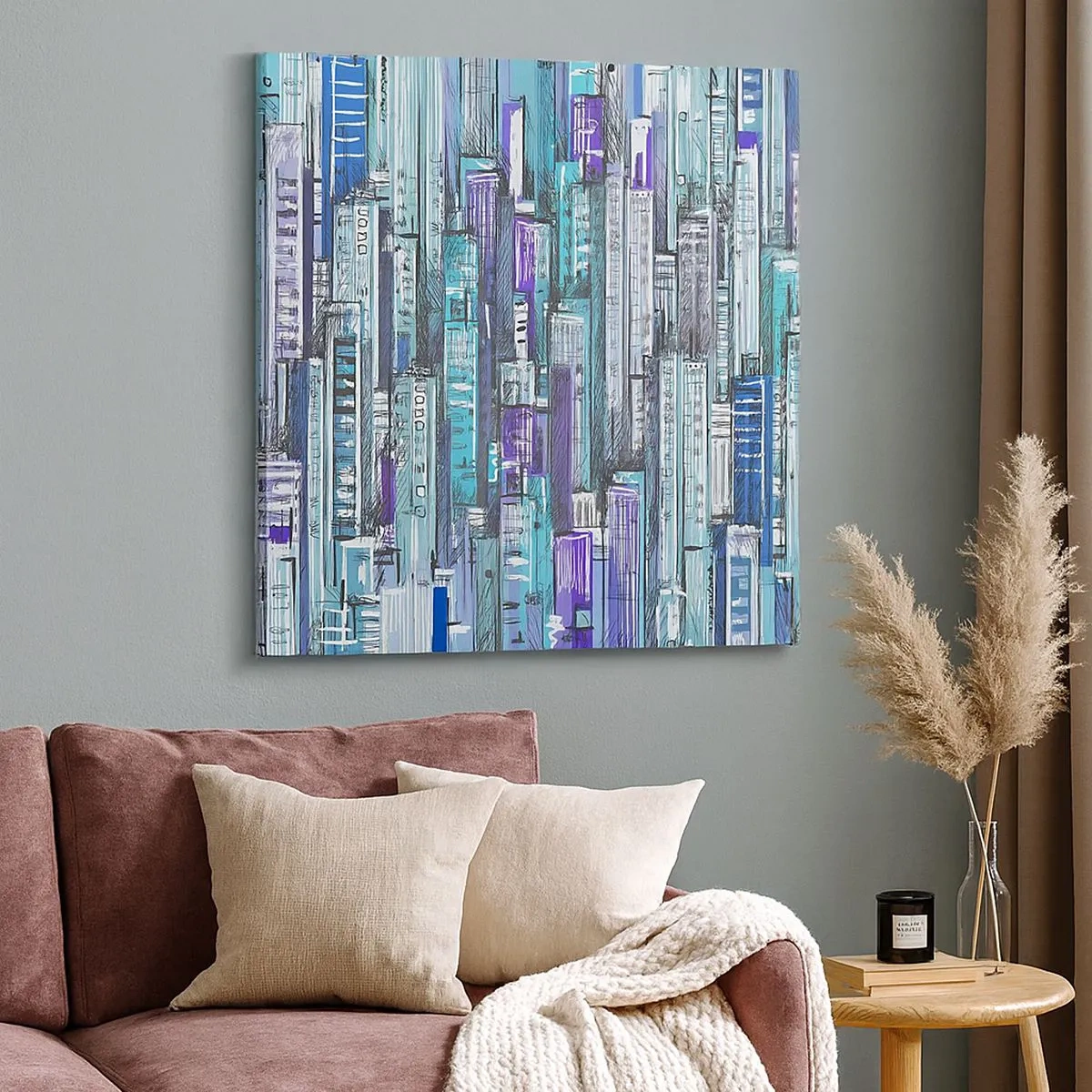 Lærredstryk - Billede på lærred - Blå fra himlen - 30x30 cm