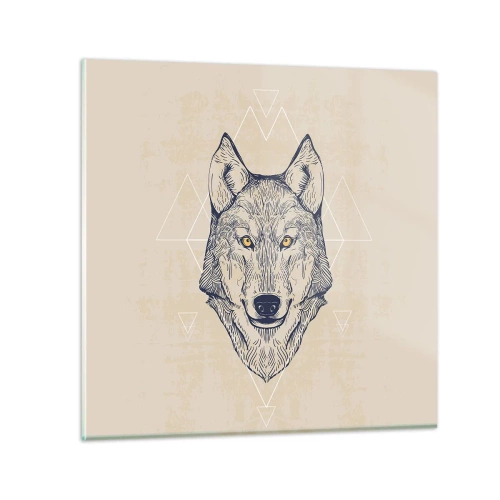 Billede på glas - En alfa med et gennemtrængende blik - 30x30 cm