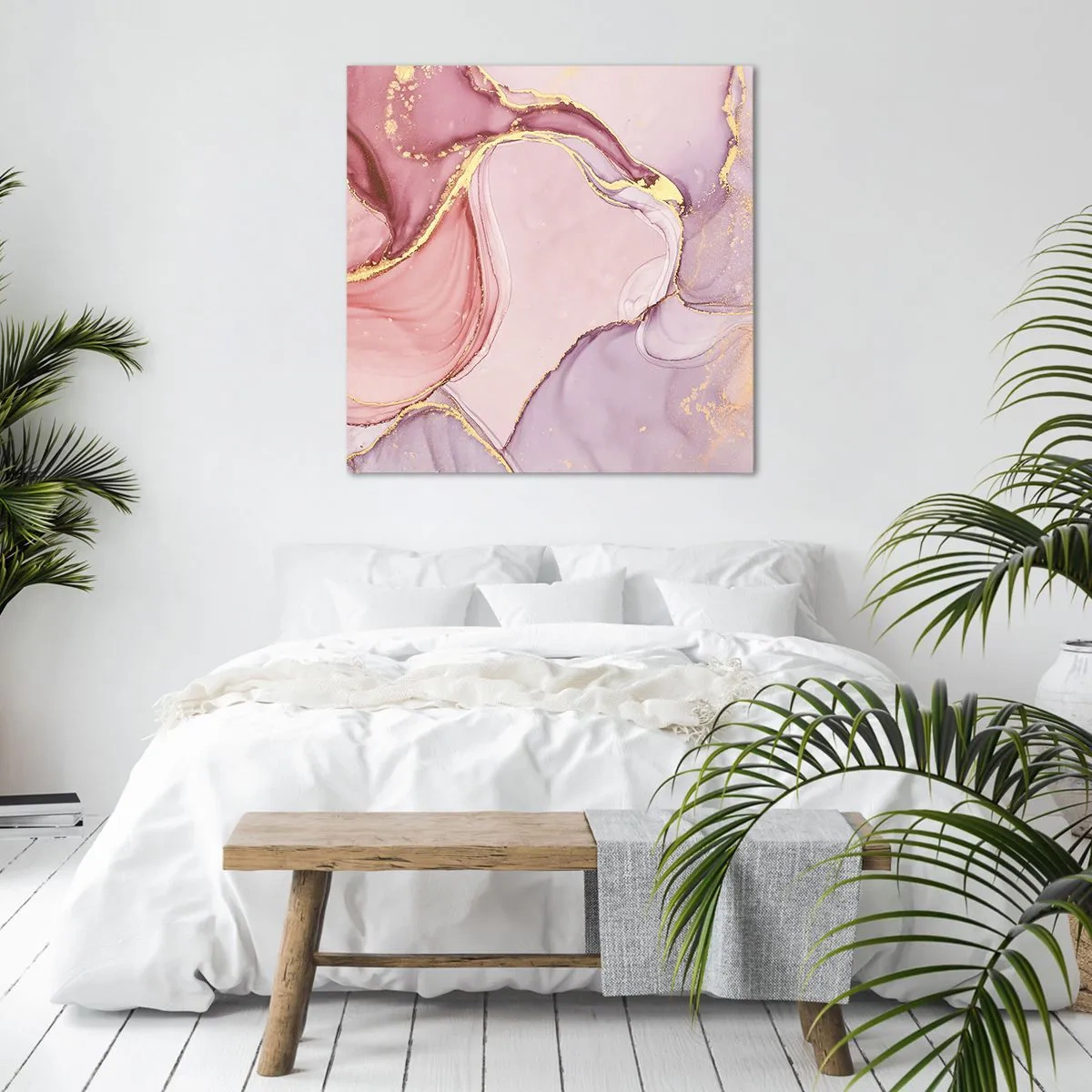 Lærredstryk - Billede på lærred - Et kærtegn af farver - 70x70 cm