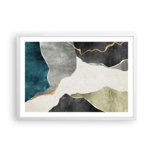 Plakat i hvid ramme - Mosaikkomposition med en streng af guld - 70x50 cm