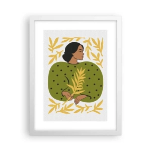 Plakat i hvid ramme - Hawaiiansk pige - 30x40 cm