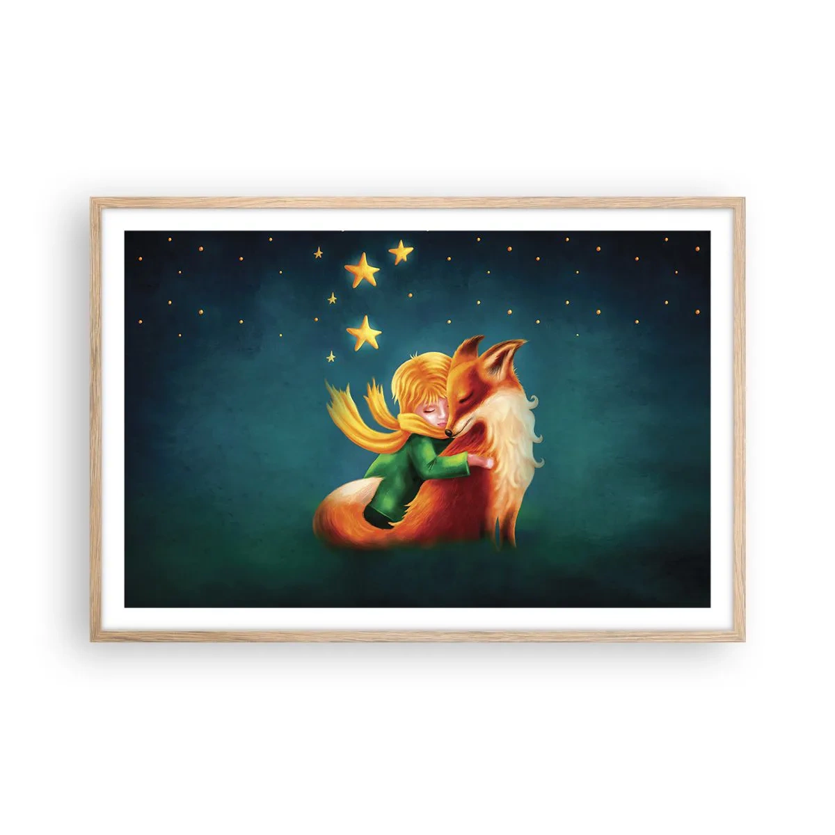 Plakat i ramme af lyst egetræ - Lille Prins - 91x61 cm