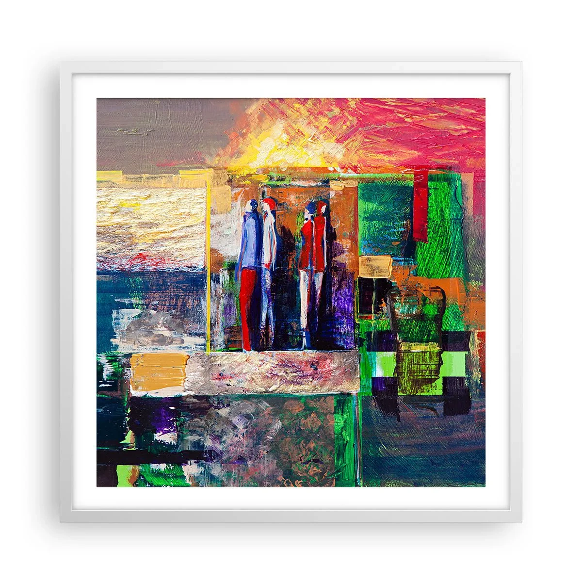 Plakat i hvid ramme - Forhold og følelser - 60x60 cm