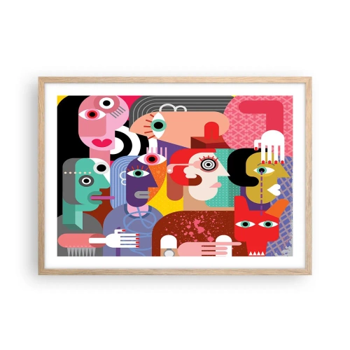 Plakat i ramme af lyst egetræ - Vi fra hr. Picasso - 70x50 cm