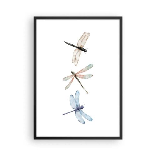 Plakat i sort ramme - Tre guldsmede malet i akvarel - 50x70cm - Vægtløse guldsmede - Moderne vægdekoration til stue og soveværelse ARTTOR
