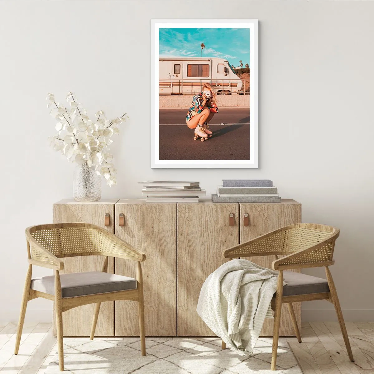 Plakat i hvid ramme - Smil, tak! - 70x100 cm