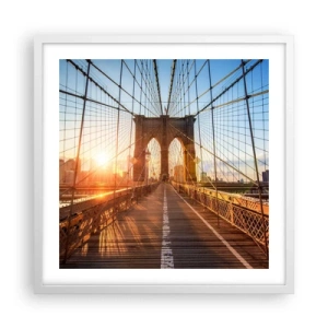 Plakat i hvid ramme - På den gyldne bro - 50x50 cm