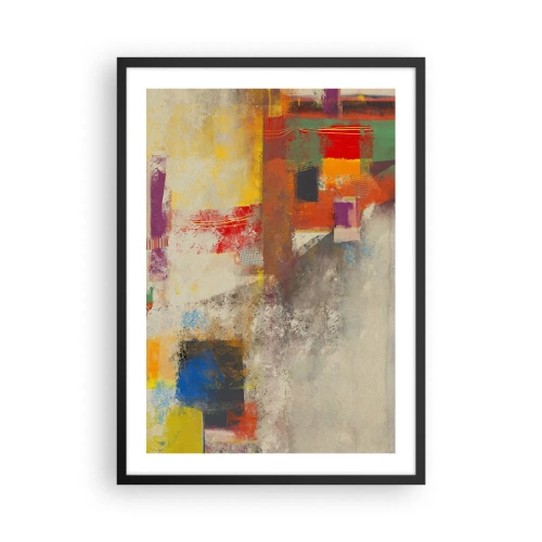 Plakat i sort ramme - Abstrakt komposition i levende farver - 50x70cm - Geometri af farver - Moderne vægdekoration til stue og soveværelse ARTTOR
